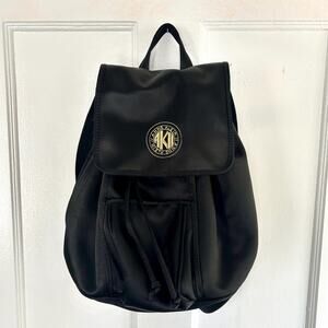 Vintage 1990s Black Satin Backpack | 90's Minimalist Style